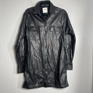 ABERCROMBIE & FITCH Faux Leather Dress Size Small‎ Tall Black NEW Rocker Band